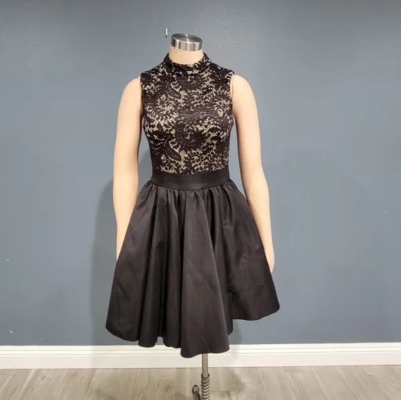 Chi Chi London | Dresses | Chi Chi London Lace Satin Fit Flare Cocktail  Dress | Poshmark